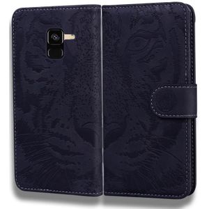 For Samsung Galaxy A8 (2018) Tiger Embossing Pattern Horizontal Flip Leather Case with Holder & Card Slots & Wallet(Black)