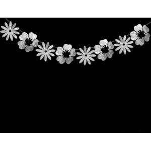Hollow Flowers Leaves Wall Applique String Decoration Wedding Birthday Party Holiday Decoration  Style:Section B Solid Flower(Silver)