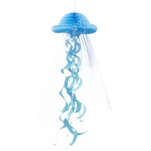 Honeycomb Jellyfish Pastel Mermaid Party Birthday Party Decorations Hanging(Blue)