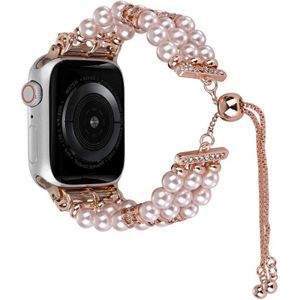 Voor Apple Watch SE 2023 44 mm kralen parel intrekbare ketting horlogeband