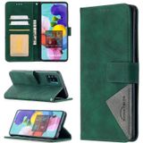 For Samsung Galaxy A51 Rhombus Texture Magnetic Buckle Horizontal Flip Leather Case with Holder & Card Slots & Wallet & Photo Frame(Green)