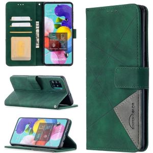 For Samsung Galaxy A51 Rhombus Texture Magnetic Buckle Horizontal Flip Leather Case with Holder & Card Slots & Wallet & Photo Frame(Green)