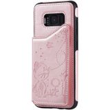 For Galaxy S8 Cat Bee Embossing Pattern Shockproof Protective Case with Card Slots & Photo Frame(Rose Gold)