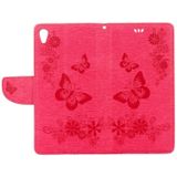 For Sony Xperia XA Ultra Butterflies Embossing Horizontal Flip Leather Case with Holder & Card Slots & Wallet & Lanyard(Magenta)