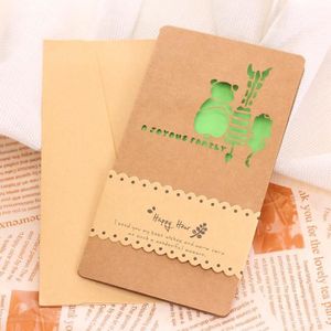 15 PCS Hollow Kraft Paper Greeting Card Holiday Personalized Greeting Card(Panda)