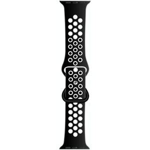 Butterfly Buckle Dual-tone Liquid Silicone Replacement Watchband For Apple Watch Series 7 & 6 & SE & 5 & 4 44mm  / 3 & 2 & 1 42mm(Black+White)