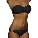 2 PCS Summer Sexy Women Bikini Set Beachwear Push Up Bathing Suits  Size:L(Black)