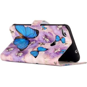 For Huawei  P8 Lite (2017) Gloss Oil Embossed Purple Butterfly Pattern Horizontal Flip Leather Case with Holder & Card Slots & Wallet & Photo Frame