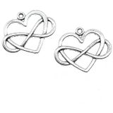 50PCS 27x22mm Heart Infinity Charm Infinity Knot Charm Infinity Heart Charm For Jewelry Making