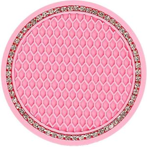 5 PCS Car Universal Diamond Honeycomb Water Coaster Car Anti-Slip Mat(Pink White Diamond)