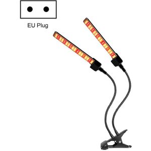 LED Clip Plant Light Timeline Remote Control Full Spectral Fill Light Vegetable Greenhouse Hydroponic Planting Dimming Light  Specification: Two Head EU Plug