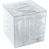 3D Puzzle Transparent Money Maze Bank Saving Coin Gift Box(White)