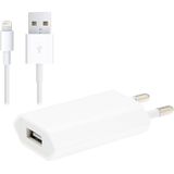 2 in 1 (5V 1A EU Plug Travel Charger Adapter + 1m 8 Pin Sync Charging Cable)  For  iPhone  Galaxy  Huawei  Xiaomi  LG  HTC and Other Smart Phones  Rechargeable Devices(White)