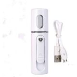 Facial Steamer Nano Steamer Handy  Face Moisture Sprayer Rechargeable Mini USB Charging Automatic Alcohol Sprayer(white)