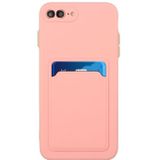 Card Slot Design Shockproof TPU Protective Case For iPhone 8 Plus & 7 Plus(Pink)