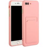 Card Slot Design Shockproof TPU Protective Case For iPhone 8 Plus & 7 Plus(Pink)