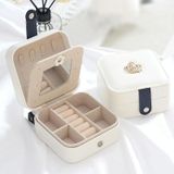 XH-001 Simple Creative Travel Portable Leather Earrings Jewelry Box  Specification: 11x11x5.8 cm(White)