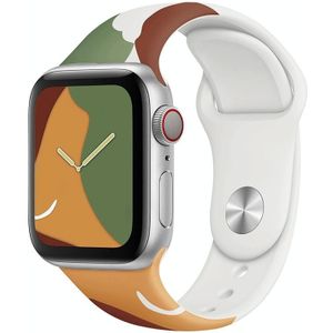 Morandi Series Contrast Kleur Siliconen Vervanging Horlogeband voor Apple Watch Series 7 45 mm / 6 & SE & 5 & 4 44mm / 3 & 2 & 1 42mm (Green Mang Geel)