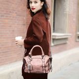 Fashion Casual Retro Oil PU Shoulder Bag Ladies Handbag Messenger Bag (Pink)
