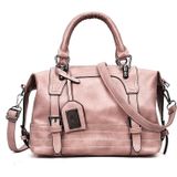 Fashion Casual Retro Oil PU Shoulder Bag Ladies Handbag Messenger Bag (Pink)
