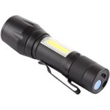 A3 USB Charging Waterproof Zoomable XPE + COB Flashlight with 3-Modes & Clip & Storage Box