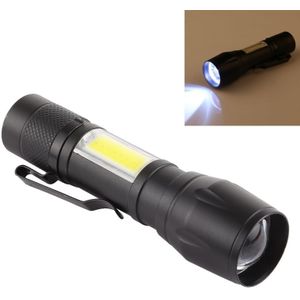 A3 USB Charging Waterproof Zoomable XPE + COB Flashlight with 3-Modes & Clip & Storage Box