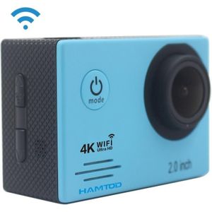 HAMTOD HF60 UHD 4K WiFi 16.0MP Sport Camera with Waterproof Case  Generalplus 4247  2.0 inch LCD Screen  120 Degree Wide Angle Lens  with Simple Accessories(Blue)