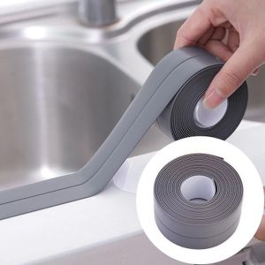 Durable PVC Material Waterproof Mold Proof Adhesive Tape  Kitchen Bathroom Wall Sealing Tape  Width:2.2cm x 3.2m(Grey)