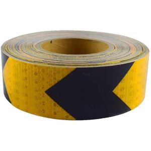 PVC Crystal Color Arrow Reflective Film Truck Honeycomb Guidelines Warning Tape Stickers 5cm x 25m(Yellow Black)