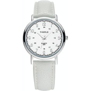 YAZOLE 281 Dual Digital Dial Simple Retro Business Couple Quartz Watch(Small White Tray White Belt )