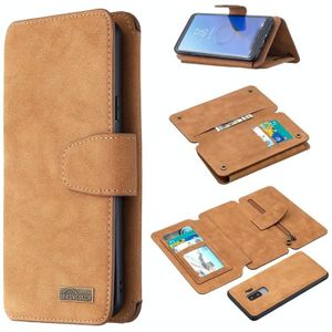 For Samsung Galaxy S9 Plus Detachable Frosted Magnetic Horizontal Flip PU Leather Case with Card Slots & Holder & Zipper Wallet & Photo Frame(Brown)