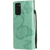 For Samsung Galaxy Note20 3D Butterflies Embossing Pattern Horizontal Flip Leather Case with Holder & Card Slot & Wallet(Green)