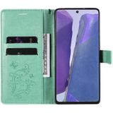 For Samsung Galaxy Note20 3D Butterflies Embossing Pattern Horizontal Flip Leather Case with Holder & Card Slot & Wallet(Green)