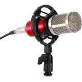 BM-800 3.5mm Studio Recording Wired Condenser Sound Microphone with Shock Mount  Compatible with PC / Mac for Live Broadcast Show  KTV  etc.(Red)