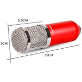 BM-800 3.5mm Studio Recording Wired Condenser Sound Microphone with Shock Mount  Compatible with PC / Mac for Live Broadcast Show  KTV  etc.(Red)