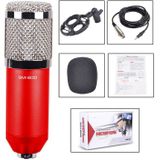 BM-800 3.5mm Studio Recording Wired Condenser Sound Microphone with Shock Mount  Compatible with PC / Mac for Live Broadcast Show  KTV  etc.(Red)