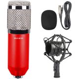 BM-800 3.5mm Studio Recording Wired Condenser Sound Microphone with Shock Mount  Compatible with PC / Mac for Live Broadcast Show  KTV  etc.(Red)