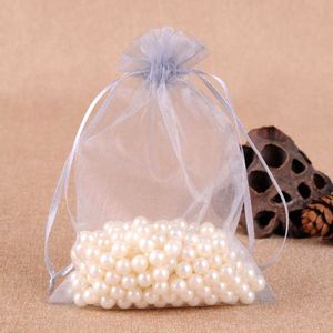 100 PCS Gift Bags Jewelry Organza Bag Wedding Birthday Party Drawable Pouches  Gift Bag Size:16X22cm(Grey)