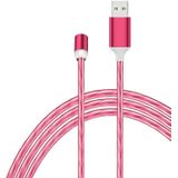 3 in 1 USB to 8 Pin + Type-C / USB-C + Micro USB Magnetic Absorption Colorful Streamer Charging Cable  Length: 2m(Red Light)