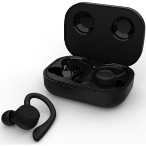 T20 TWS Bluetooth Hooks Wireless Sports Headphones with Charging Box IPX6 Waterproof Noise-cancelling Earphones(Black)
