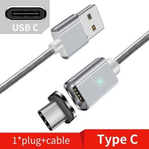 2 PCS ESSAGER Smartphone Fast Charging and Data Transmission Magnetic Cable  Color:Silver Type C Cable(1m)