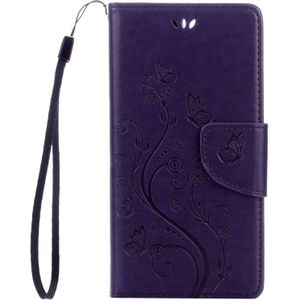For Huawei  Honor 8 Flowers Embossing Horizontal Flip Leather Case with Holder & Card Slots & Wallet & Lanyard(Purple)