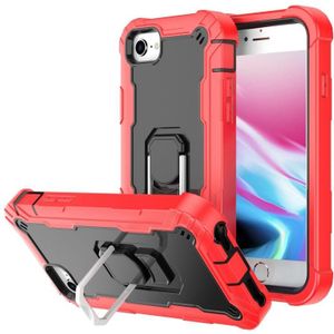 PC + Rubber 3-layers Shockproof Protective Case with Rotating Holder For iPhone SE 2020 / 8 / 7(Red + Black)
