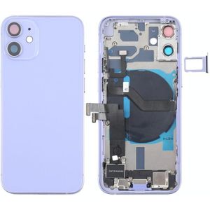 Battery Back Cover Assembly (with Side Keys & Loud Speaker & Motor & Camera Lens & Card Tray & Power Button + Volume Button + Charging Port & Wireless Charging Module) for iPhone 12 Mini(Purple)