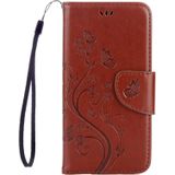 For Galaxy A5 (2017) / A520 Butterflies Love Flowers Embossing Horizontal Flip Leather Case with Holder & Card Slots & Wallet & Lanyard(Brown)