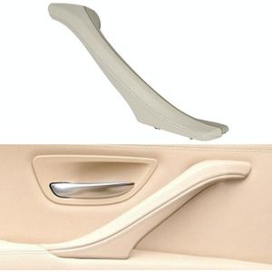 Car Leather Right Side Inner Door Handle Assembly 51417225854 for BMW 5 Series F10 / F18 2011-2017(Creamy-white)