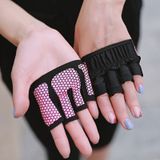 Half Finger Yoga Gloves Anti-skid Sports Gym Palm Protector  Size: M  Palm Circumference: 18cm(Rose Red)