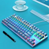 LEAVEN K550 87 Keys Green Shaft Gaming Athletic Office Notebook Punk Mechanical Keyboard  Cable Length: 1.8m(Blue )