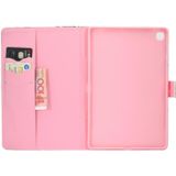 For Samsung Galaxy Tab A 10.1 (2019) T510/T515 Colored Drawing Pattern Horizontal Flip PU Leather Case with Holder & Card Slot(Pink Flowers)