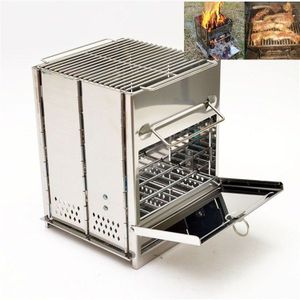 Portable Stainless Steel Folding Barbecue Stove Charcoal Barbecue Grill Outdoor Camping Wood Stove